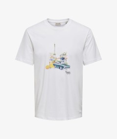 Camiseta para hombre Only & Sons 22036568 de manga corta confeccionada en 100% algodón orgánico, con cuello redondo, tejido jer