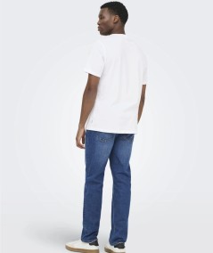 Camiseta para hombre Only & Sons 22036568 de manga corta confeccionada en 100% algodón orgánico, con cuello redondo, tejido jer