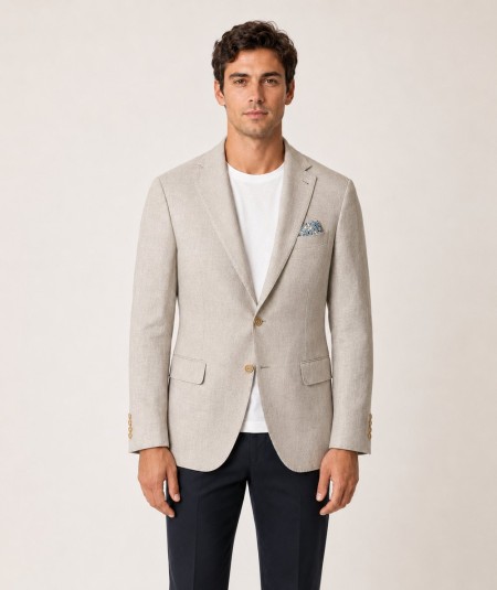 Americana para hombre Capelhi Toscana 750 en color beige confeccionada en 100% lino con forro de poliéster, ligera, elegante y 