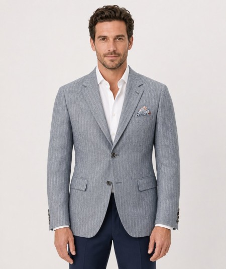 Americana para hombre Capelhi PIREO213 confeccionada en 95% algodón y 5% lino, con bolsillo de pecho con forro convertible en p
