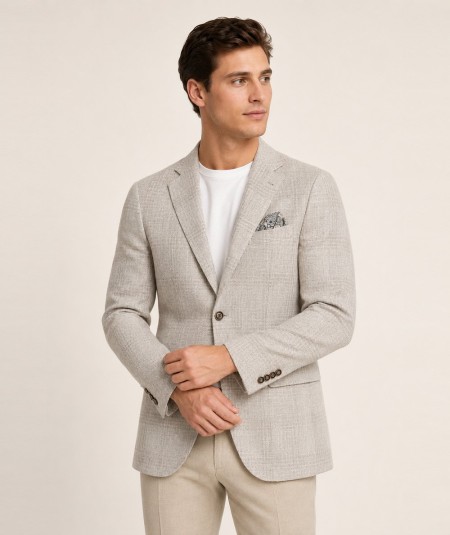 Americana para hombre Capelhi Toscana 768 confeccionada en 75% algodón y 25% lino, con bolsillo de pecho con forro convertible 
