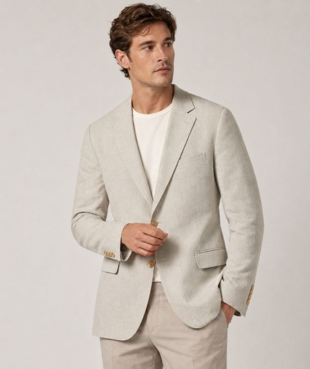 Americana para hombre Capelhi LY701422 confeccionada en lino con mangas forradas, ligera, transpirable y elegante, ideal para b