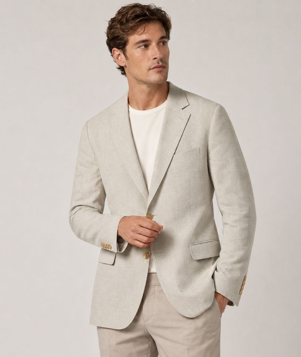 Americana para hombre Capelhi LY701422 confeccionada en lino con mangas forradas, ligera, transpirable y elegante, ideal para b