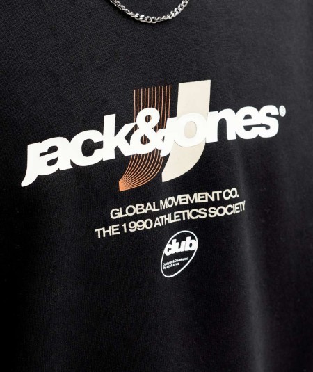 Sudadera para hombre Jack & Jones 12300460 de corte relaxed con cuello redondo, manga larga y estampado delantero, nueva colecc