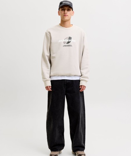 Sudadera para hombre Jack & Jones 12300460 de corte relaxed con cuello redondo, manga larga y estampado delantero, nueva colecc