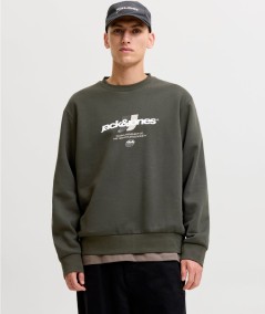 Sudadera para hombre Jack & Jones 12300460 de corte relaxed con cuello redondo, manga larga y estampado delantero, nueva colecc