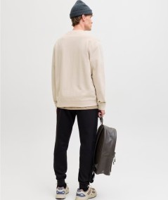 Sudadera para hombre Jack & Jones 12287995 de corte relaxed, cuello redondo, estampado delantero e interior cepillado suave, co
