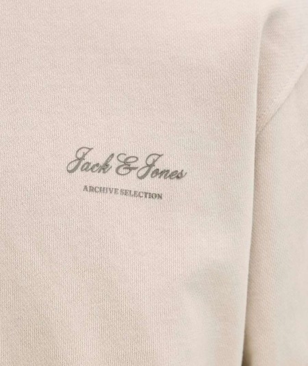 Sudadera para hombre Jack & Jones 12287995 de corte relaxed, cuello redondo, estampado delantero e interior cepillado suave, co