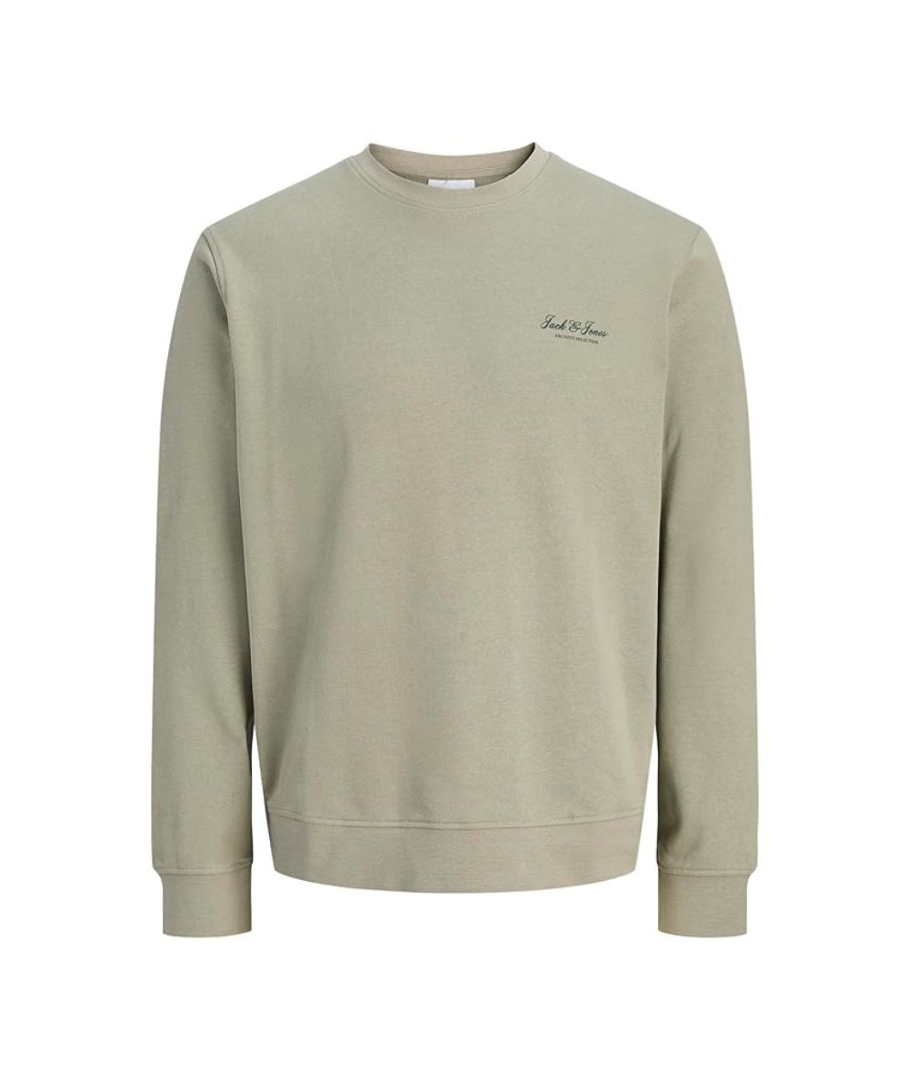 Sudadera para hombre Jack & Jones 12287995 de corte relaxed, cuello redondo, estampado delantero e interior cepillado suave, co