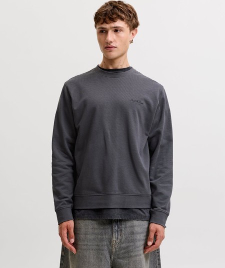Sudadera para hombre Jack & Jones 12287995 de corte relaxed, cuello redondo, estampado delantero e interior cepillado suave, co