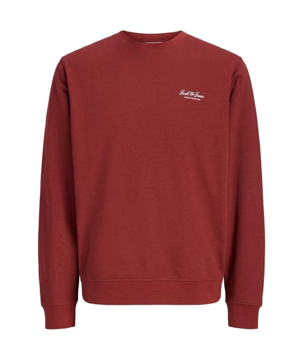 Sudadera para hombre Jack & Jones 12287995 de corte relaxed, cuello redondo, estampado delantero e interior cepillado suave, co