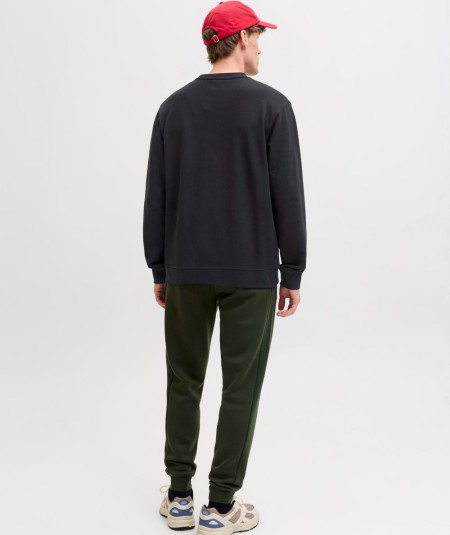 Sudadera para hombre Jack & Jones 12287995 de corte relaxed, cuello redondo, estampado delantero e interior cepillado suave, co