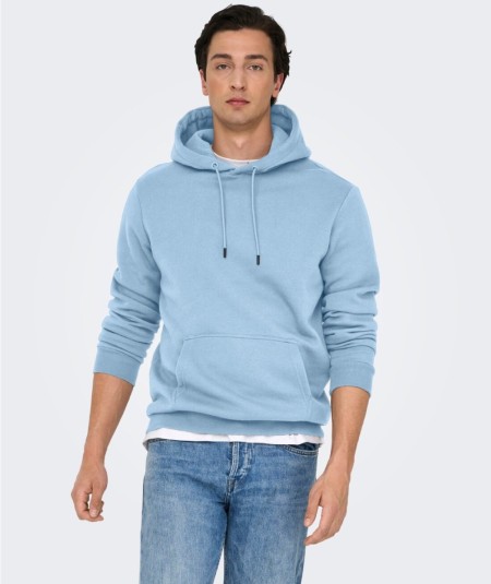 Sudadera con capucha para hombre Only & Sons 22018685 de corte regular, interior cepillado suave y bolsillo canguro, confeccion
