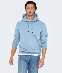 Sudadera con capucha para hombre Only & Sons 22018685 de corte regular, interior cepillado suave y bolsillo canguro, confeccion