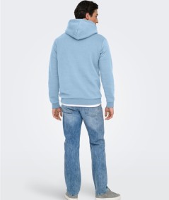 Sudadera con capucha para hombre Only & Sons 22018685 de corte regular, interior cepillado suave y bolsillo canguro, confeccion
