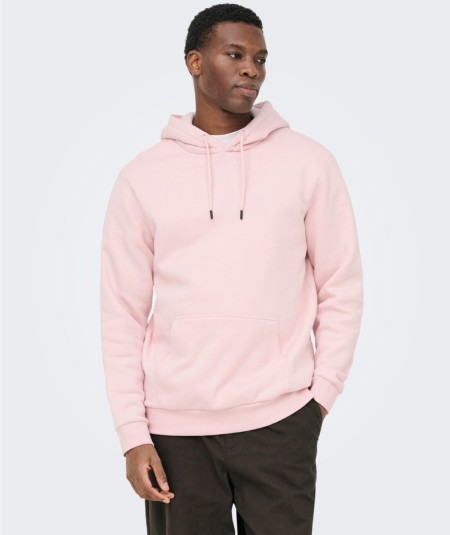 Sudadera con capucha para hombre Only & Sons 22018685 de corte regular, interior cepillado suave y bolsillo canguro, confeccion
