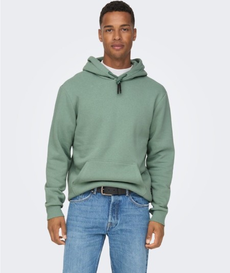Sudadera con capucha para hombre Only & Sons 22018685 de corte regular, interior cepillado suave y bolsillo canguro, confeccion