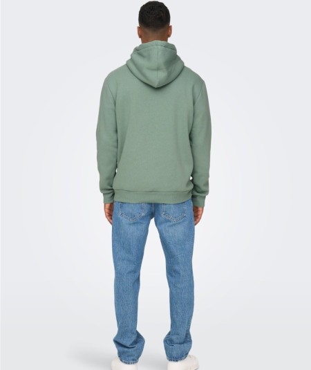 Sudadera con capucha para hombre Only & Sons 22018685 de corte regular, interior cepillado suave y bolsillo canguro, confeccion