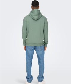 Sudadera con capucha para hombre Only & Sons 22018685 de corte regular, interior cepillado suave y bolsillo canguro, confeccion