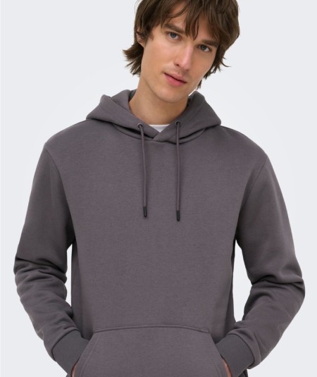 Sudadera con capucha para hombre Only & Sons 22018685 de corte regular, interior cepillado suave y bolsillo canguro, confeccion