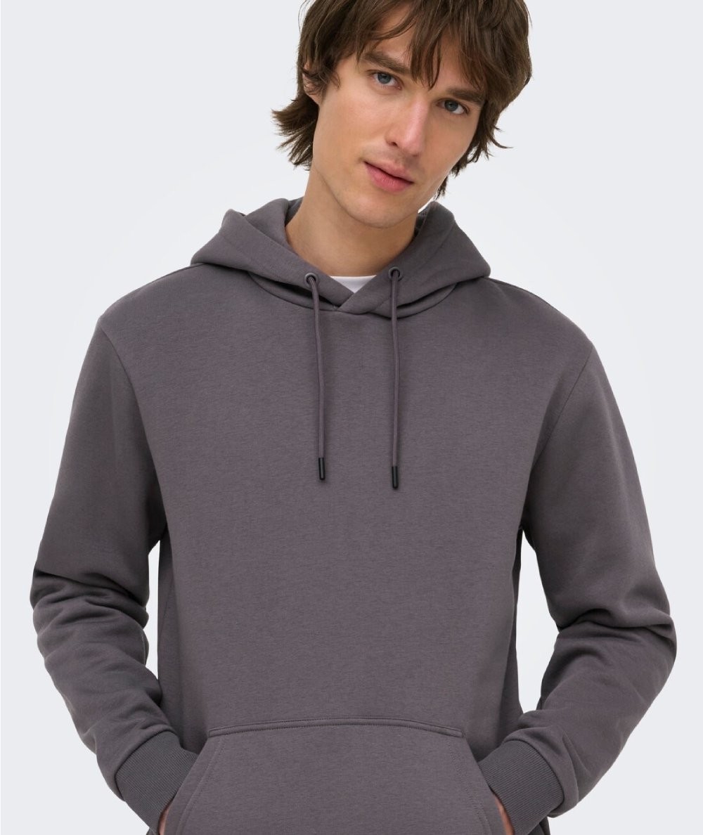 Sudadera con capucha para hombre Only & Sons 22018685 de corte regular, interior cepillado suave y bolsillo canguro, confeccion