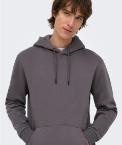 Sudadera con capucha para hombre Only & Sons 22018685 de corte regular, interior cepillado suave y bolsillo canguro, confeccion