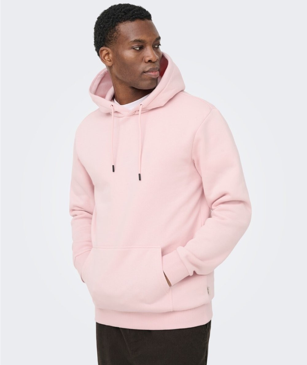 Sudadera con capucha para hombre Only & Sons 22018685 de corte regular, interior cepillado suave y bolsillo canguro, confeccion