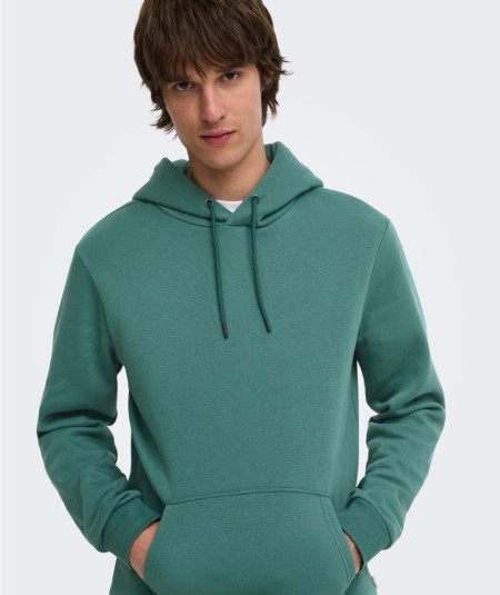 Sudadera con capucha para hombre Only & Sons 22018685 de corte regular, interior cepillado suave y bolsillo canguro, confeccion