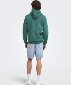 Sudadera con capucha para hombre Only & Sons 22018685 de corte regular, interior cepillado suave y bolsillo canguro, confeccion