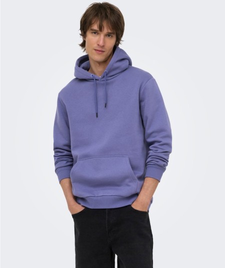 Sudadera con capucha para hombre Only & Sons 22018685 de corte regular, interior cepillado suave y bolsillo canguro, confeccion