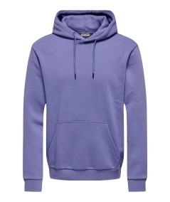 Sudadera con capucha para hombre Only & Sons 22018685 de corte regular, interior cepillado suave y bolsillo canguro, confeccion