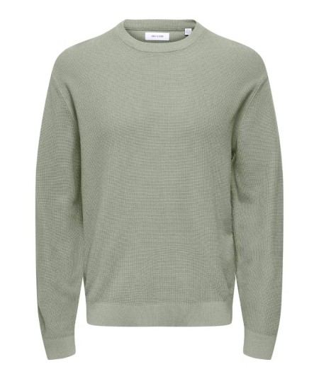 Jersey de punto para hombre Only & Sons 22032542 confeccionado en 100% algodón, con punto estructurado, cuello redondo, manga l