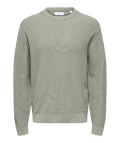 Jersey de punto para hombre Only & Sons 22032542 confeccionado en 100% algodón, con punto estructurado, cuello redondo, manga l