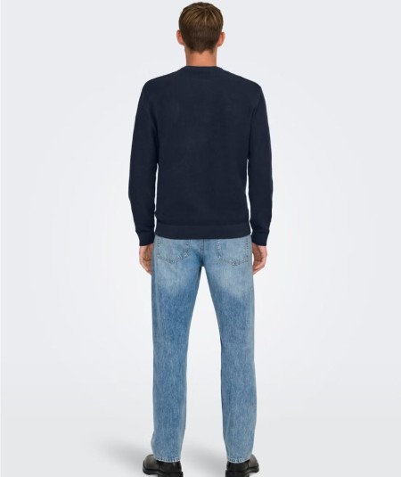 Jersey de punto para hombre Only & Sons 22032542 confeccionado en 100% algodón, con punto estructurado, cuello redondo, manga l