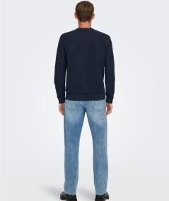 Jersey de punto para hombre Only & Sons 22032542 confeccionado en 100% algodón, con punto estructurado, cuello redondo, manga l