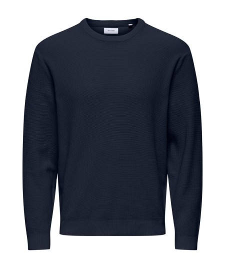 Jersey de punto para hombre Only & Sons 22032542 confeccionado en 100% algodón, con punto estructurado, cuello redondo, manga l