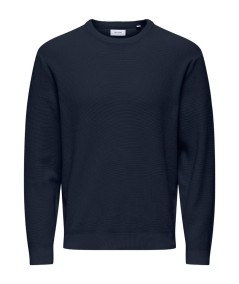 Jersey de punto para hombre Only & Sons 22032542 confeccionado en 100% algodón, con punto estructurado, cuello redondo, manga l