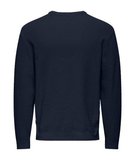 Jersey de punto para hombre Only & Sons 22032542 confeccionado en 100% algodón, con punto estructurado, cuello redondo, manga l