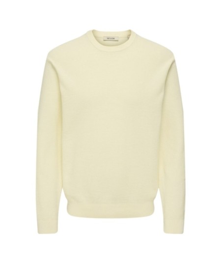 Jersey de punto para hombre Only & Sons 22032542 confeccionado en 100% algodón, con punto estructurado, cuello redondo, manga l