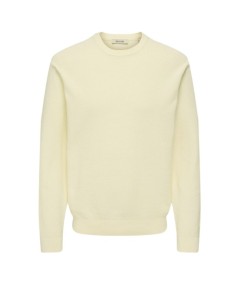 Jersey de punto para hombre Only & Sons 22032542 confeccionado en 100% algodón, con punto estructurado, cuello redondo, manga l