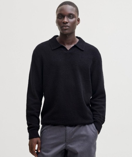 Polo de punto para hombre Jack & Jones 12294753 de manga larga y corte regular, confeccionado en algodón, poliéster reciclado y