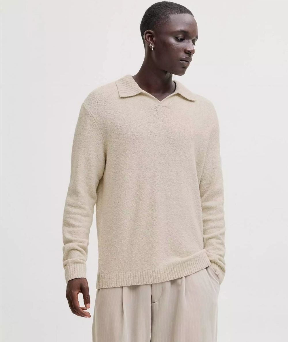 Polo de punto para hombre Jack & Jones 12294753 de manga larga y corte regular, confeccionado en algodón, poliéster reciclado y