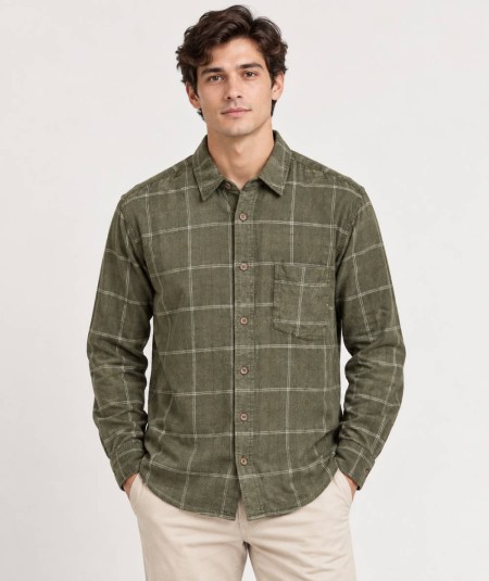 Camisa de pana para hombre Only & Sons 22035776 confeccionada en 100% algodón, con manga larga, cuello camisero, cierre de boto
