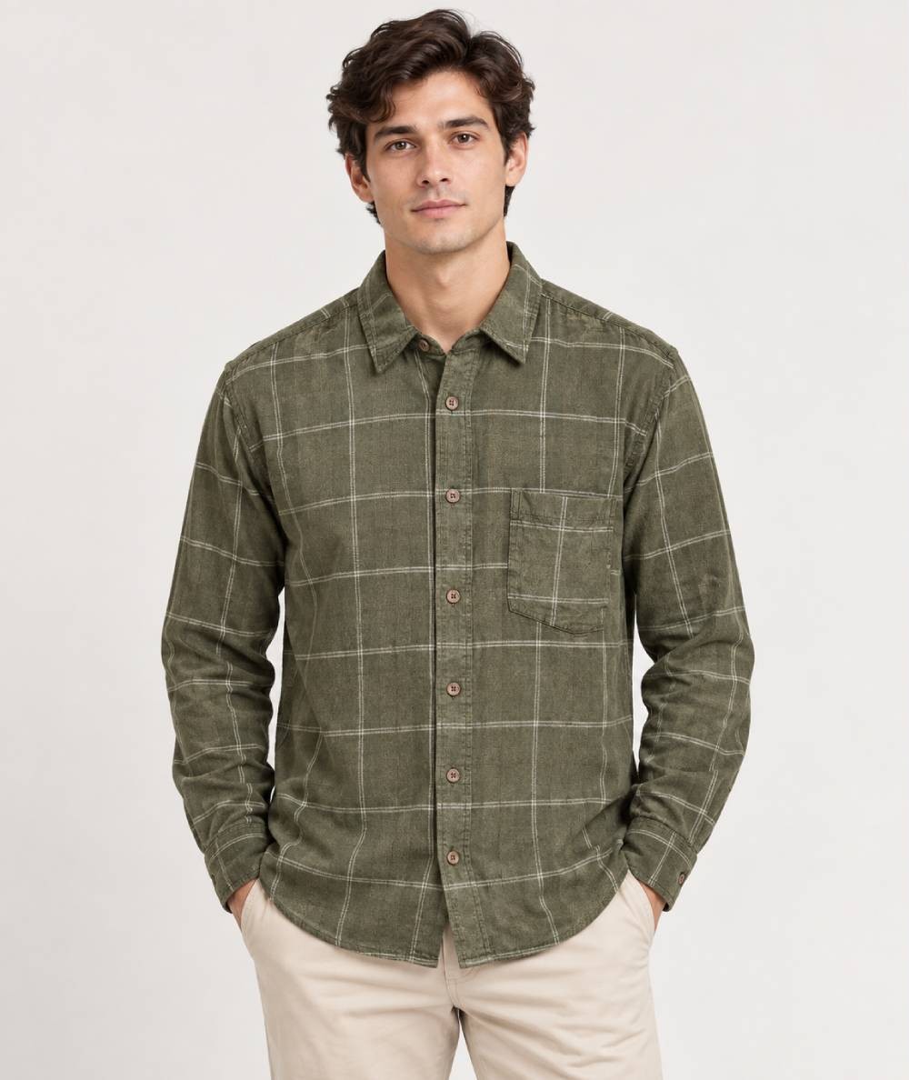 Camisa de pana para hombre Only & Sons 22035776 confeccionada en 100% algodón, con manga larga, cuello camisero, cierre de boto