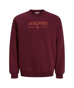 Sudadera para hombre Jack & Jones Frederiksberg 12303563 en color granate, confeccionada en 60% algodón y 40% poliéster, ideal 