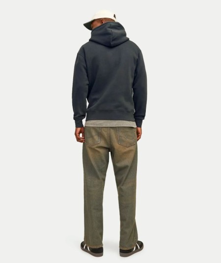 Sudadera con capucha para hombre Jack & Jones 12241687 confeccionada en 70% algodón y 30% poliéster, con corte holgado, manga l