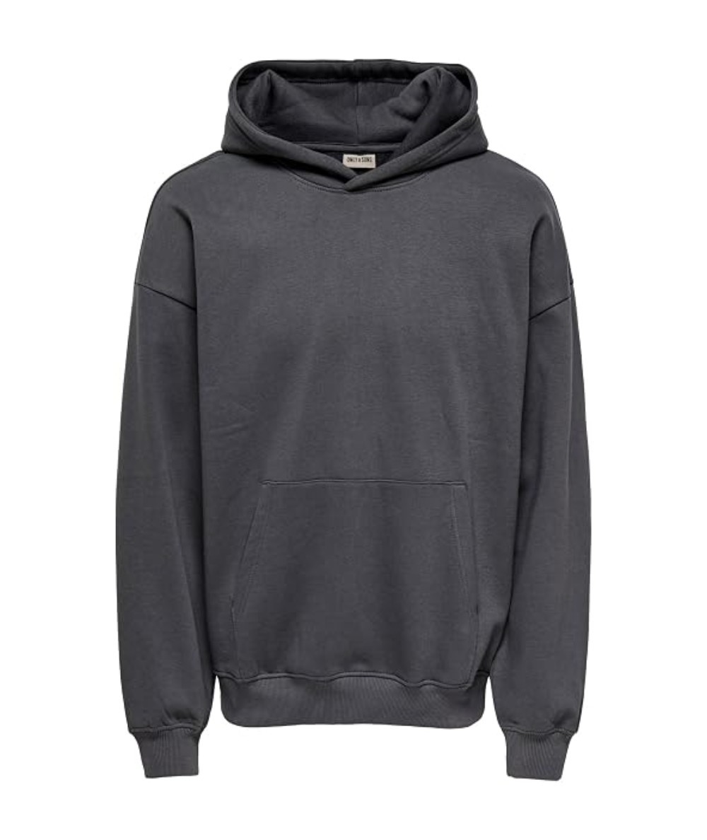 Sudadera con capucha para hombre Only & Sons 22030979 de corte Loose Fit, hombros caídos y diseño liso para looks casuales de o