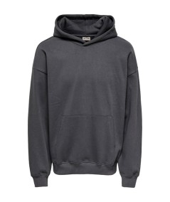 Sudadera con capucha para hombre Only & Sons 22030979 de corte Loose Fit, hombros caídos y diseño liso para looks casuales de o
