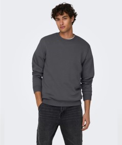 Sudadera para hombre Only & Sons 22018683 con cuello redondo, corte regular e interior cepillado suave, confeccionada en algodó