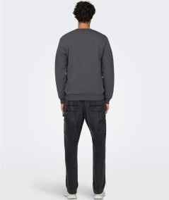 Sudadera para hombre Only & Sons 22018683 con cuello redondo, corte regular e interior cepillado suave, confeccionada en algodó